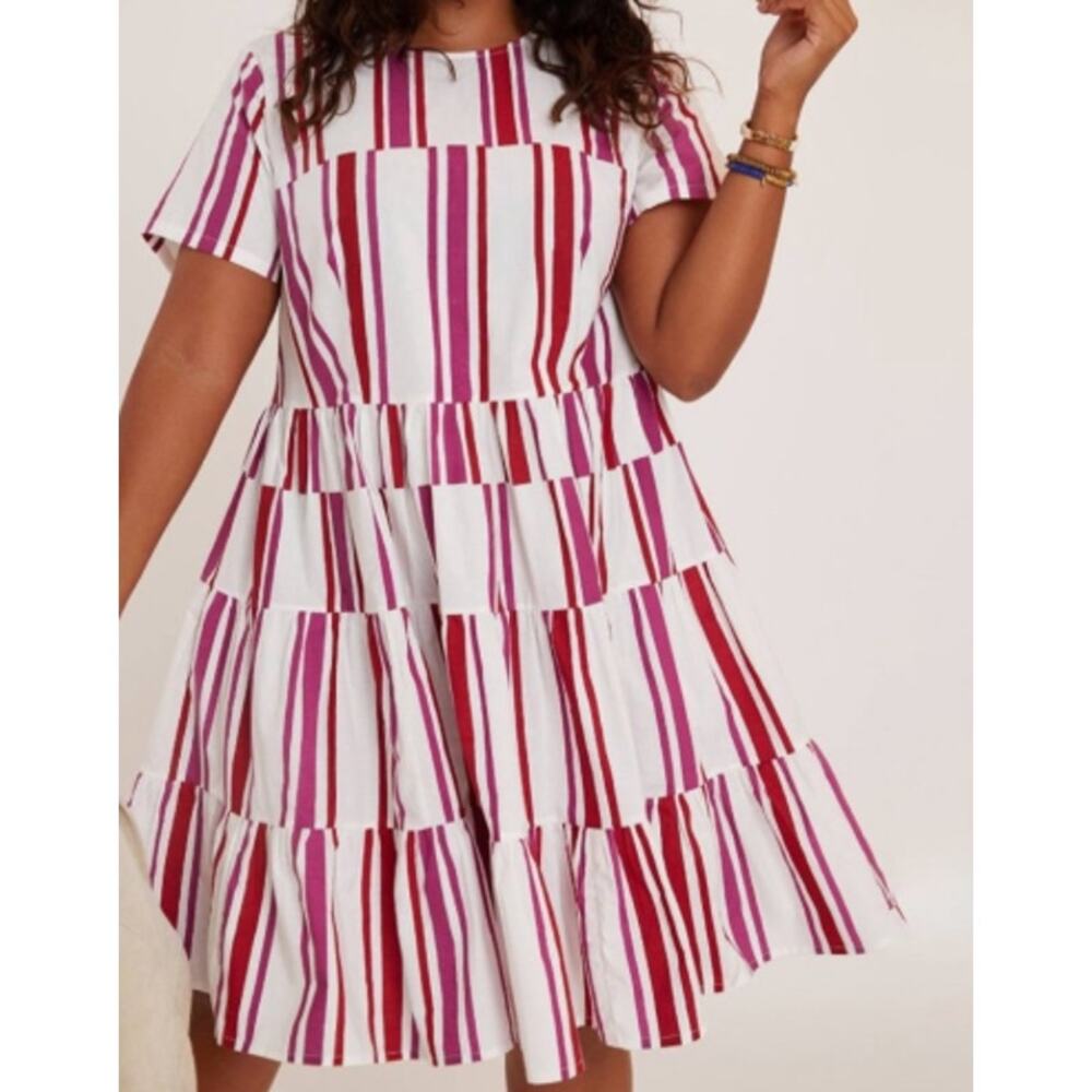 Anthropologie Norblack Norwhite Anwen Tiered Swing Dress sz XS